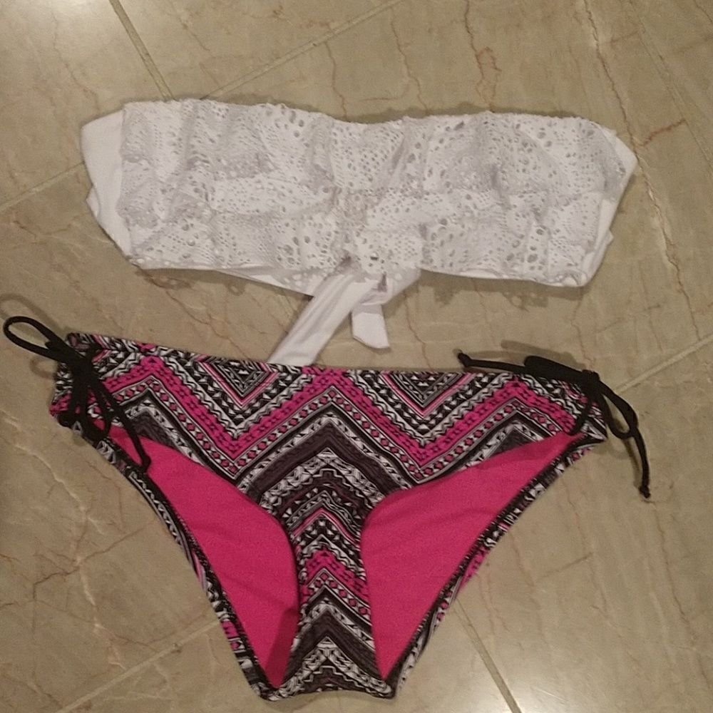 Bikini Small top with New Bikini Bottoms Sz Large